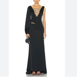 Di Petsa Siren One Sleeve Dress Size M Women Whimsigoth In Black Lace Up Stretch